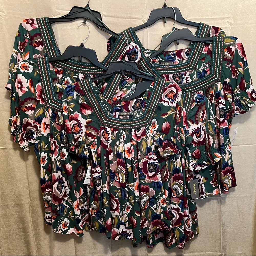 Style & Co for Macy’s Plus-Size Crochet-Trimmed Top in Bloom Green. NWT Perfect - Picture 6 of 16